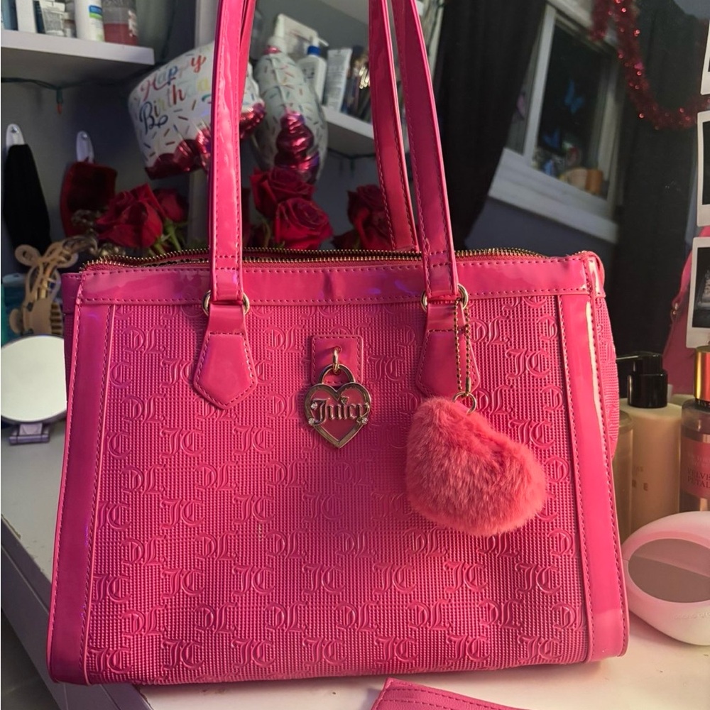 Juicy Couture Hot Pink Medium Sized Purse w/ Wallet